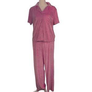 Juicy Couture Pink Velour Pajama Set Y2K Tracksuit Lounge Set Women’s Large